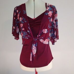 No Boundaries Maroon Floral Tank Top